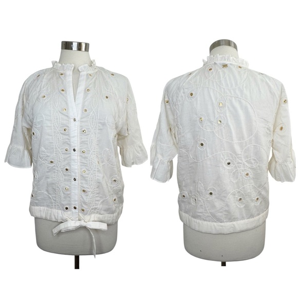 NIKKIE White Blouse with Embroidered Details size 36 (6) - Picture 1 of 9